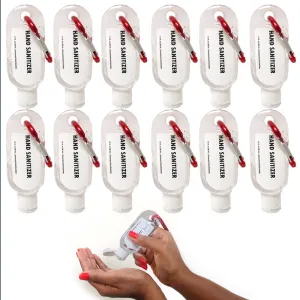 12 Hand Sanitizer W Carabiner Clip Travel Size Carry On Alcohol Refreshing Gel