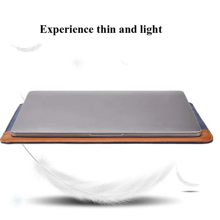 13-14 Inch Horizontal Microfiber Notebook Liner & Power Bag - Blue & Brown