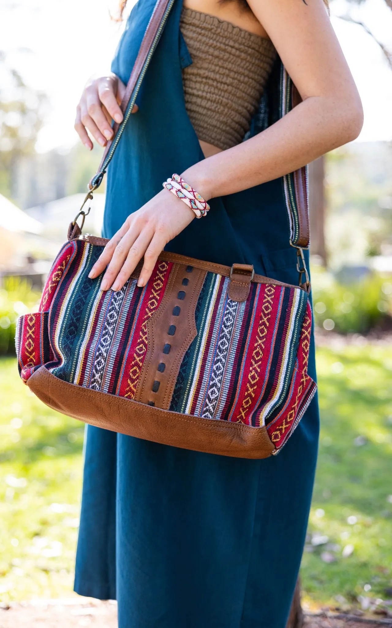 Buffalo Leather & Cotton Bag - Yelen
