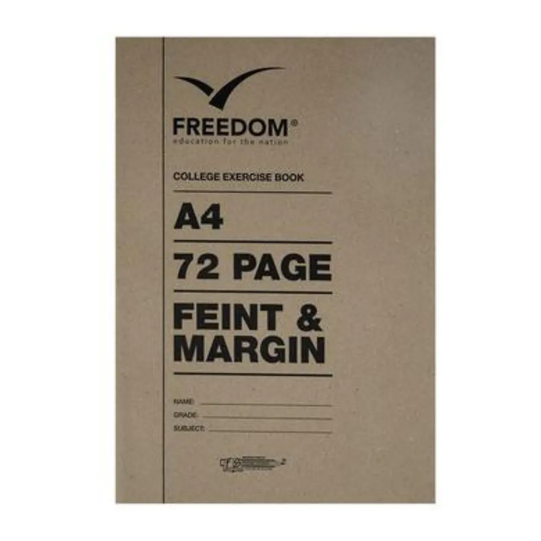 College Exercise Book Soft Cover A4 72pg - Pack of 10
