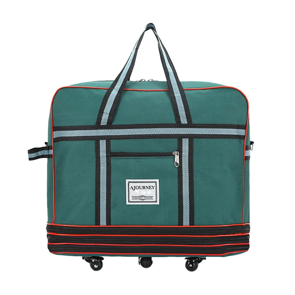 Expandable Foldable Luggage Bag with Universal Wheels Rolling Travel Bag Duffel Bag Green