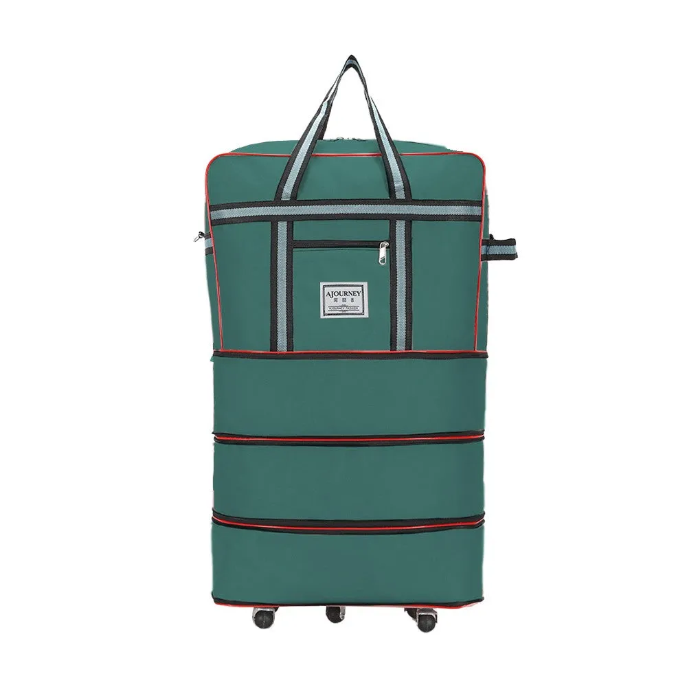 Expandable Foldable Luggage Bag with Universal Wheels Rolling Travel Bag Duffel Bag Green