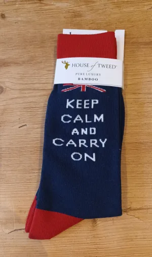 House of Tweed  Keep Calm and Carry On Men's Socks