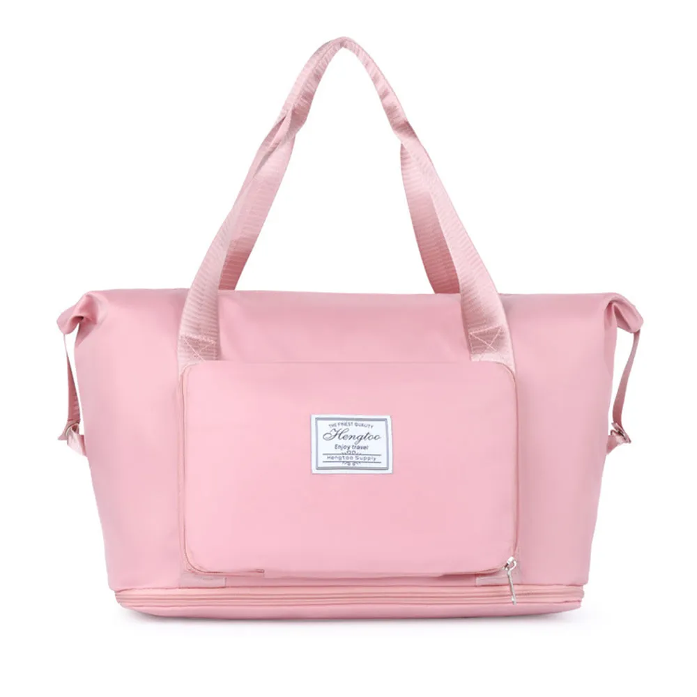 Large Capacity Collapsible Travel Bag Expandable Waterproof Duffel Bag-Pink