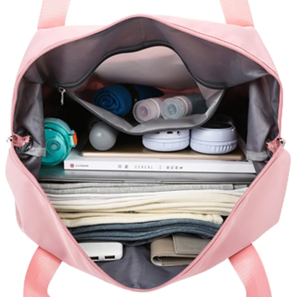 Large Capacity Collapsible Travel Bag Expandable Waterproof Duffel Bag-Pink