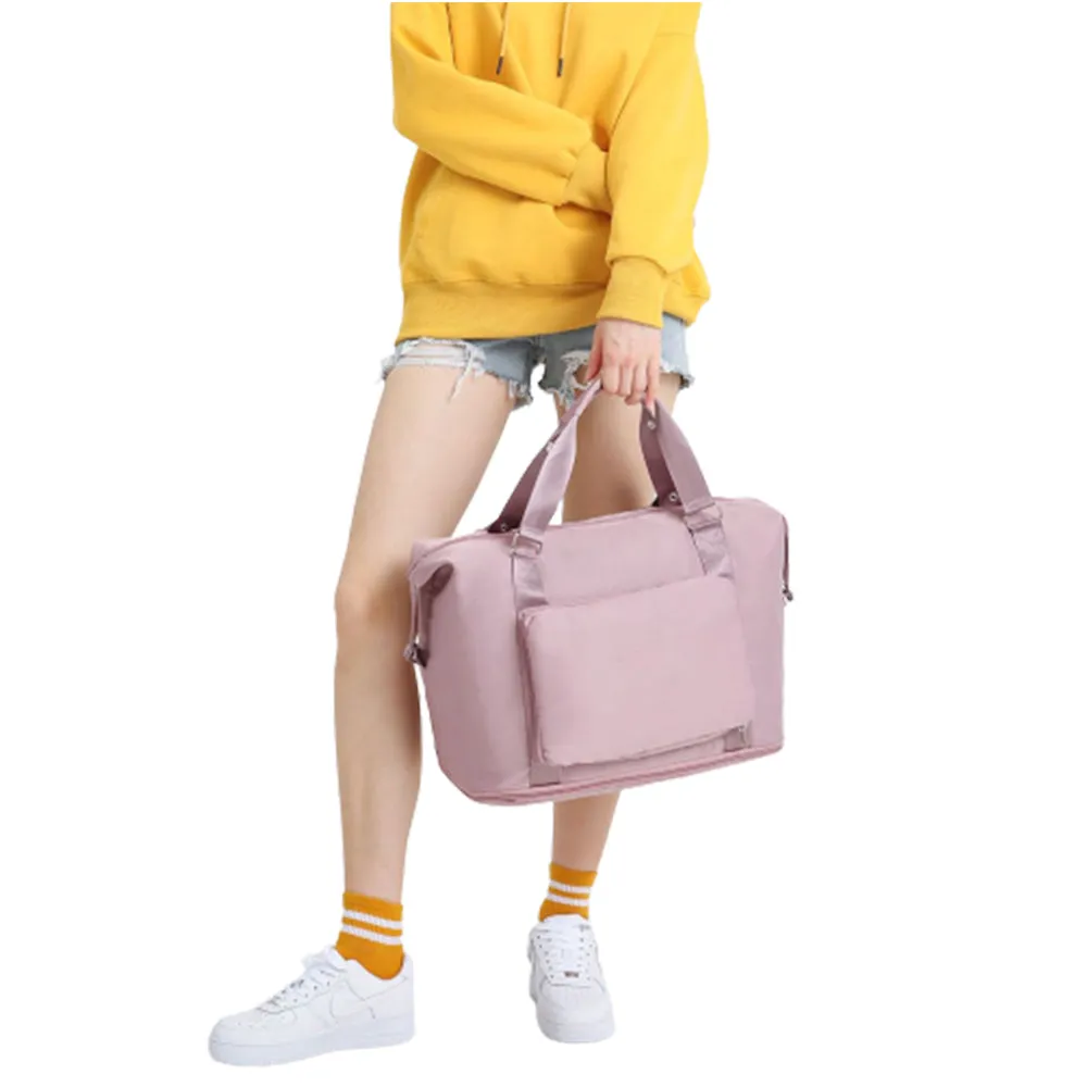 Large Capacity Folding Travel Bag Collapsible Travel Bag Expandable Water-resistant Duffel Bag Pink