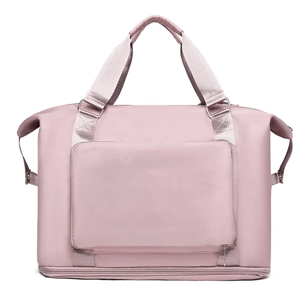 Large Capacity Folding Travel Bag Collapsible Travel Bag Expandable Water-resistant Duffel Bag Pink