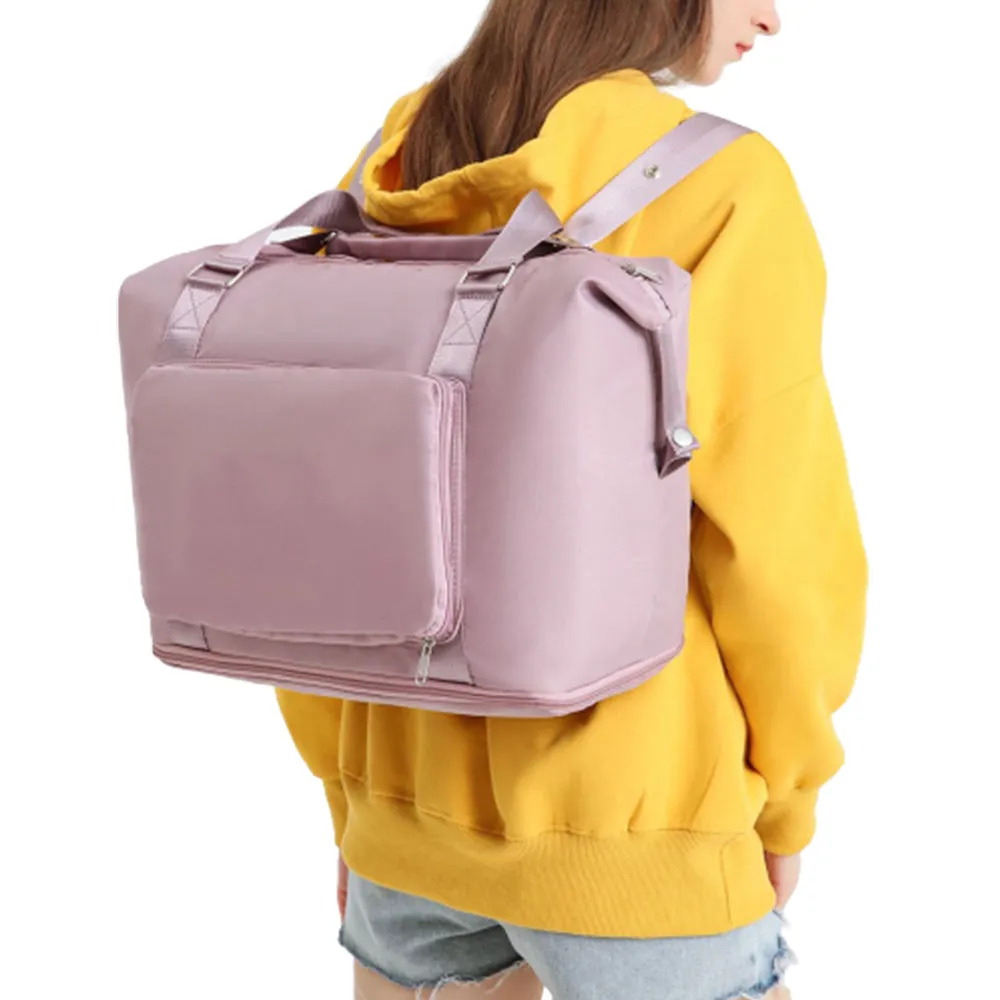 Large Capacity Folding Travel Bag Collapsible Travel Bag Expandable Water-resistant Duffel Bag Pink