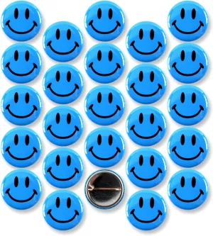 Smiley Face Pinback Buttons  Classic Round Badge, Durable Metal with Secure Pinback, Ideal for Backpacks and Clothing  Emoji Novelty Pins for Parties, Giveaways and Everyday Wear, 1 Inch (25 Pack)