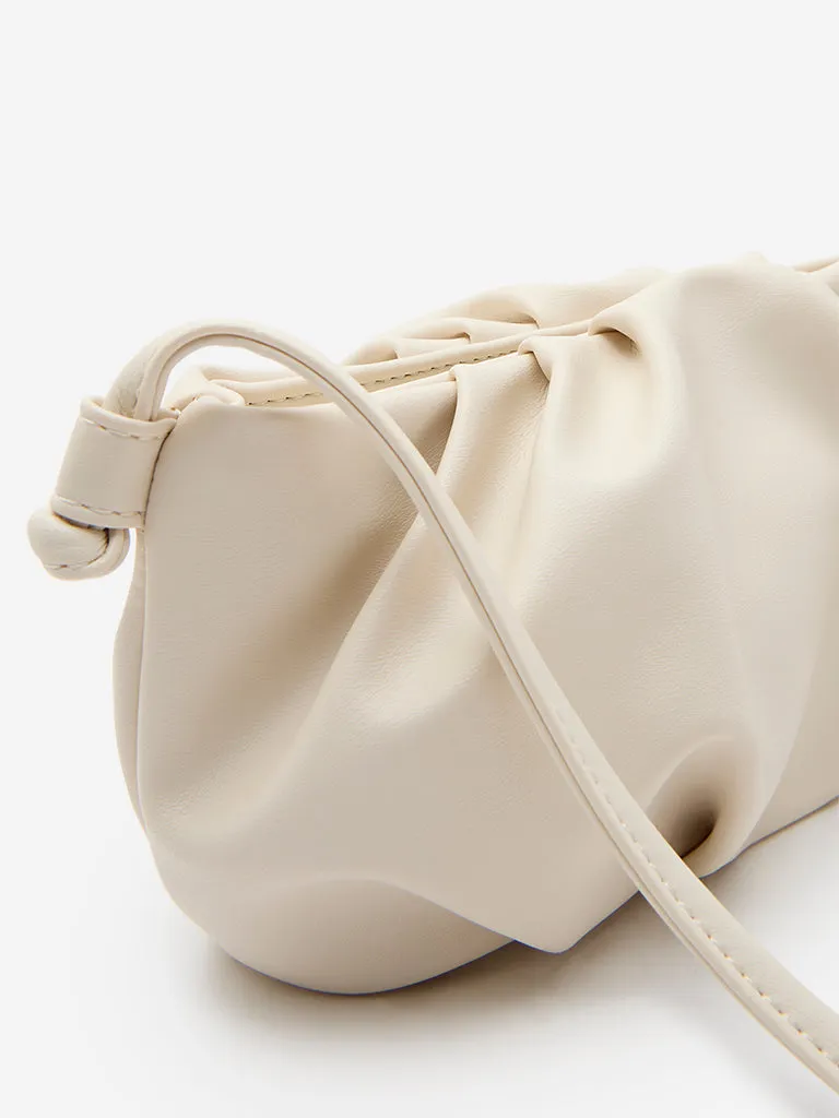 Women Accessories Off-White Pleated Sling Bag