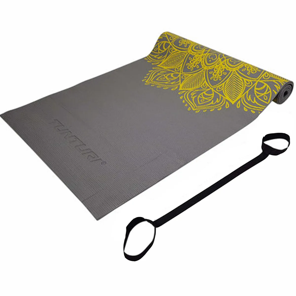 Yoga Mat - Tunturi - 'Tunturi PVC Yogamat 4mm Anthracite With Print' - Gr